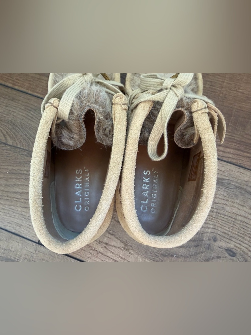 Clarks Originals Tan Brown Wallabee Faux Fur Suede Ankle Boots Women’s Size 7.5 - Picture 6 of 10